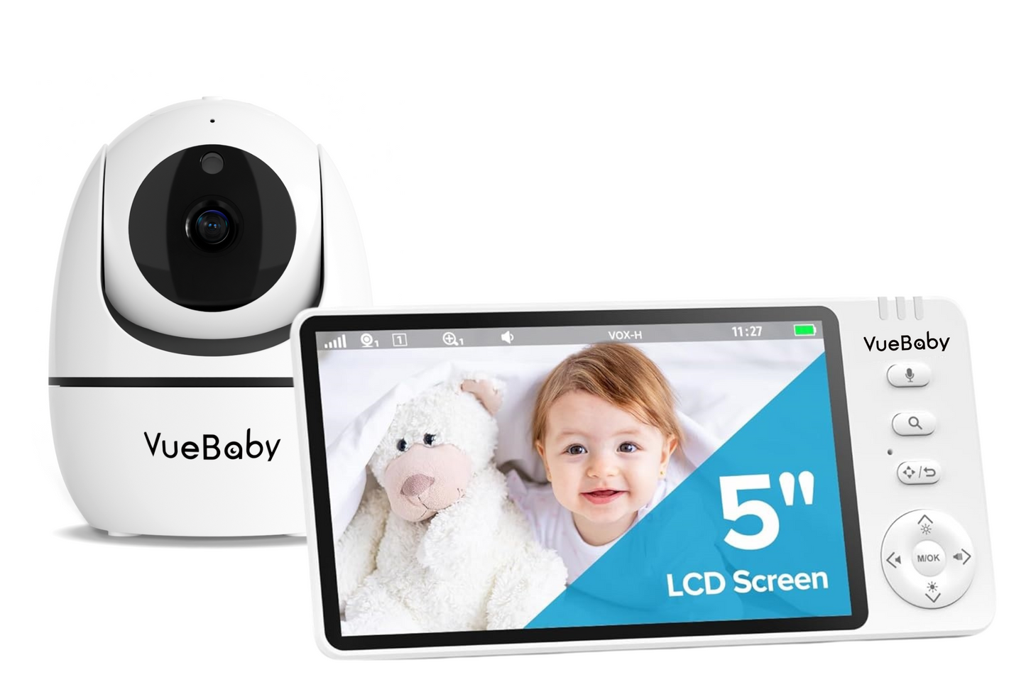 VueBaby ClearView: Video Baby Monitor with 1 Camera, Non-Wifi, Split Screen, Night Vision & White Noise Lullabies